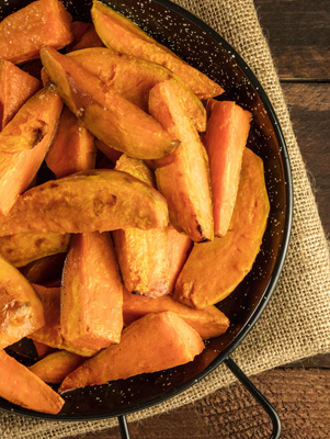 Roasted Sweet Potato Wedges with Brown Sugar and Cinnamon Thumbnail