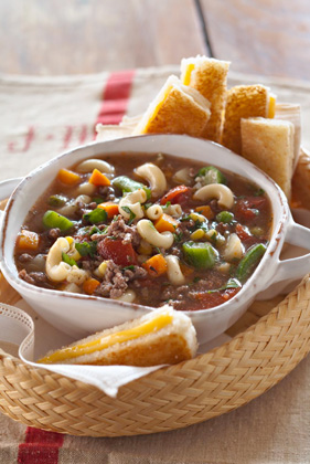 Jamie's Vegetable Soup with Grilled Cheese Sandwich Dunkers Thumbnail