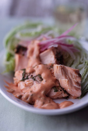 Alaskan Salmon Salad with Iceberg Lettuce Recipe