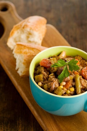 The Deen Bros.  Lighter Beef and Barley Vegetable Soup Thumbnail