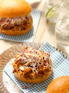 Pulled BBQ Chicken Sandwiches with Classic Southern Slaw Thumbnail