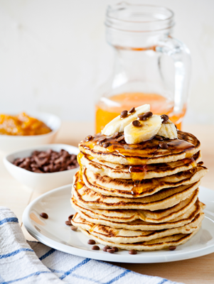 Whole-Wheat Cinnamon Chocolate Chip Pancakes