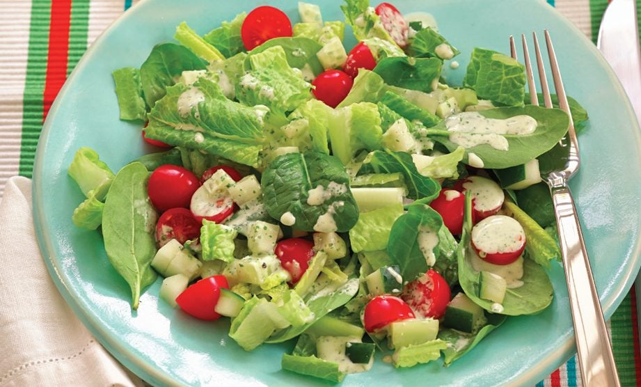 Paula Deen Cuts the Fat, 250 Favorite Recipes All Lightened Up, Exclusive: Double Green Salad with Green Goddess Dressing