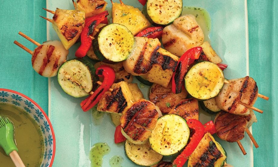 Paula Deen Cuts the Fat, 250 Favorite Recipes All Lightened Up, Exclusive: Scallop, Pineapple, and Vegetable Skewers