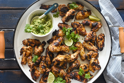 Lime Marinated Chicken Wings with Avocado Dip Thumbnail