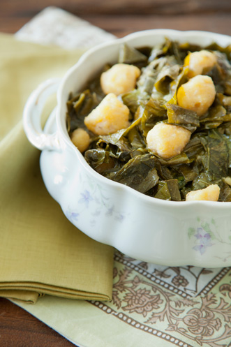 Southern Collards With Cornmeal Dumplings Thumbnail