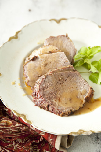 Roast Lamb with Bourbon and Mint Recipe