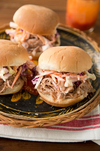 Slow Cooker Pulled Pork Sandwiches and Buttermilk Coleslaw Recipe
