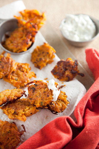 Sweet Potato Chili Cakes With Cilantro Lime Sauce Thumbnail