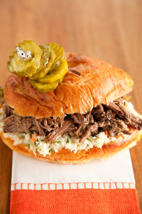 Slow Cooker Pulled Pickled Beef Sandwiches Thumbnail