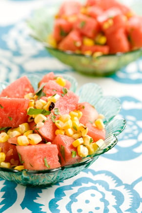 Chilled Grilled Corn and Watermelon Salad Recipe