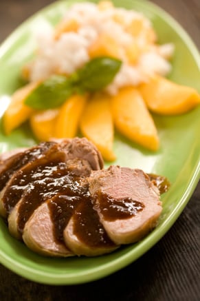 Marinated Pork Tenderloin with Sticky Rice and Mangoes Thumbnail