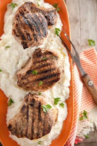 Stuffed Pork Chops with Grits Thumbnail
