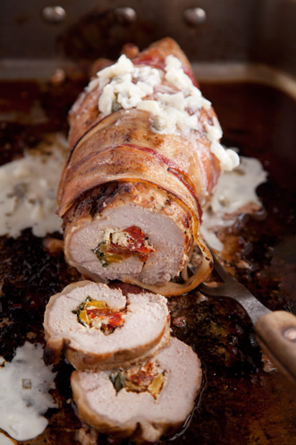 Veal Loin Stuffed with Roasted Bell Peppers, Goat Cheese, and Basil Thumbnail