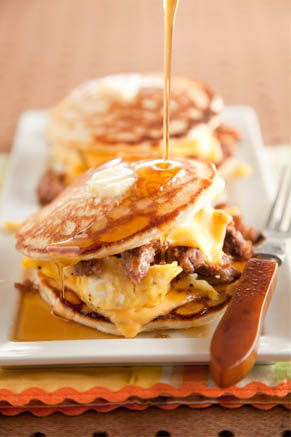 Sausage, Egg And Cheese Pancake Stack – Bakes By Meg