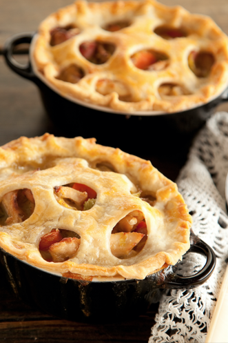 Chicken Pot Pies with Country Ham and Leeks