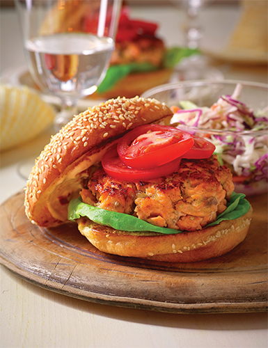 Salmon Burgers with Sun-Dried Tomato Mayonnaise Recipe