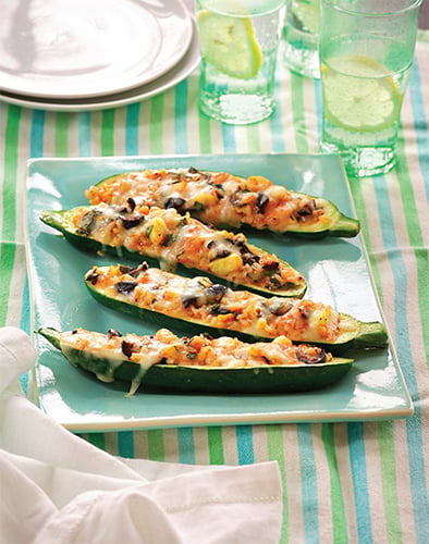 Paula Deen Cuts the Fat: Zucchini Boats with Tomato, Rice, and Olives Recipe