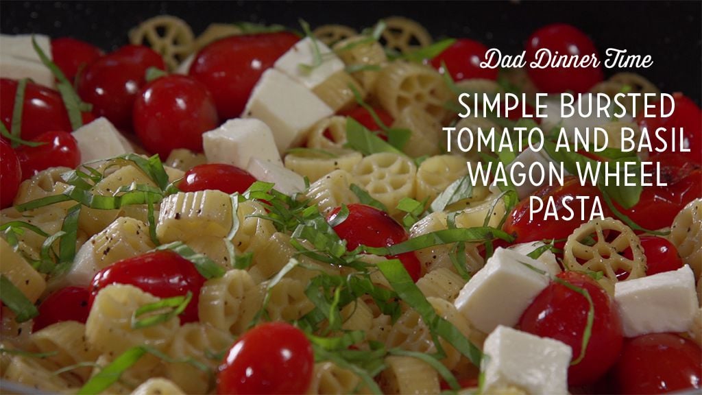 Simple Bursted Tomato Basil Wagon Wheel Pasta Thumbnail