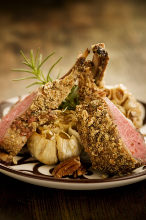 Lighter Honey Mustard and Pecan-Herb Coated Lamb Chops Recipe