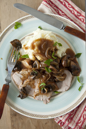 Roasted Pork Loin With Mushroom Gravy Recipe