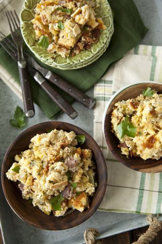 Cornbread, Leek and Bacon Pudding Recipe