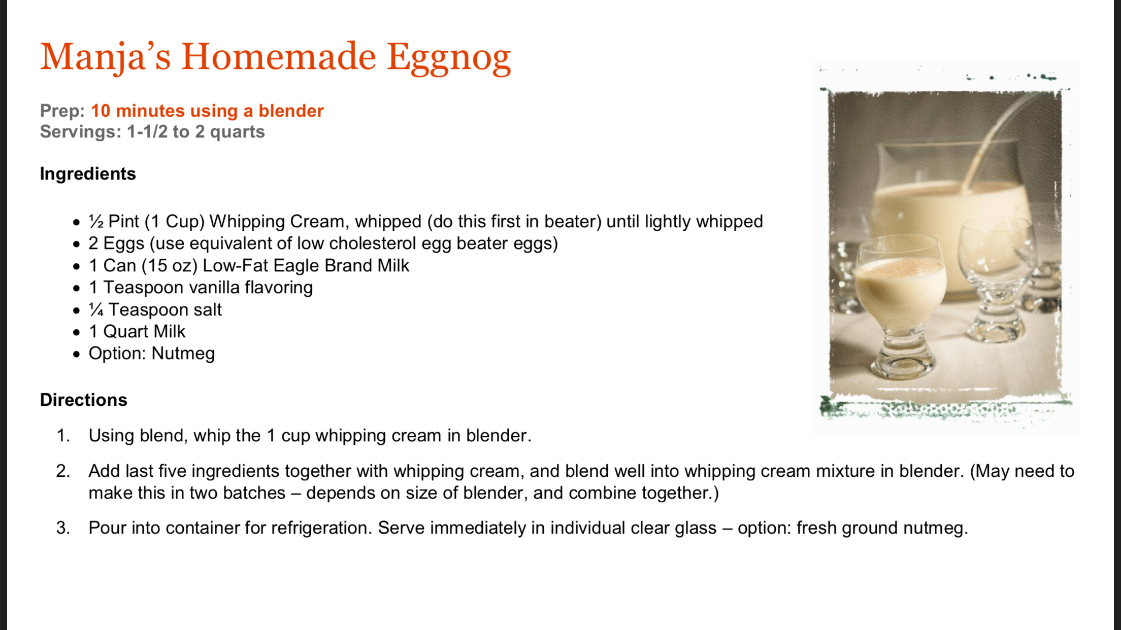 Easy Blender Homemade Eggnog Recipe