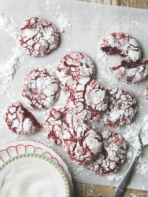 Red Velvet Crinkle Cookies