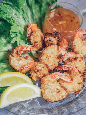 Low Carb Coconut Shrimp with Dipping Sauce - Pan Fried and Air Fyer