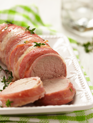 Air Fryer Bacon-Wrapped Pork Tenderloin