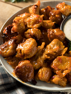 Air Fryer Buffalo Chicken Livers with Blue Cheese Dipping Sauce