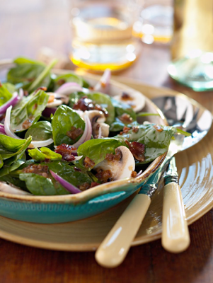 Spinach Salad with Warm Bacon Dressing