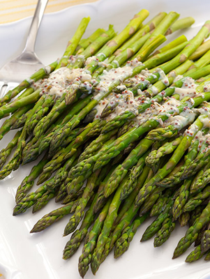 Steamed Asparagus with Mustard-Tarragon Sauce