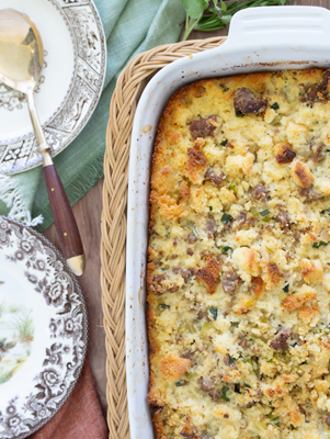 Southern Cornbread Dressing Recipe with Sausage