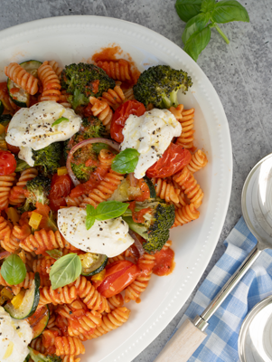 Fusilli with Roasted Vegetables and Ricotta