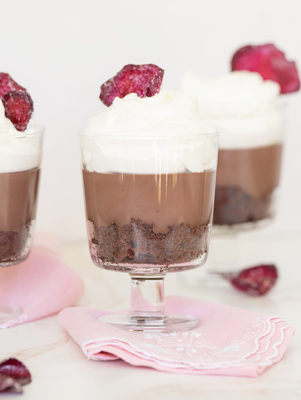 Chocolate Pudding With Candied Roses
